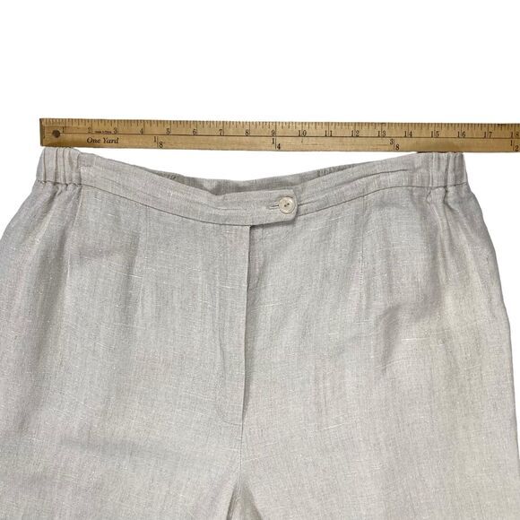 Harve Benard Linen Pants Women 1X Tan Wide Leg Lightweight Comfy Cropped Trouser - Picture 8 of 13